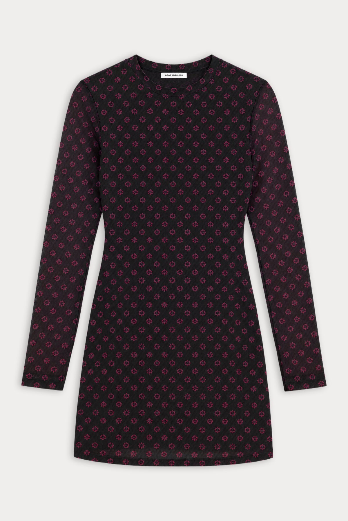 THE MESH CREWNECK DRESS | BLACK ASPEN FAIRISLE-6 | GOOD AMERICAN | FLAT