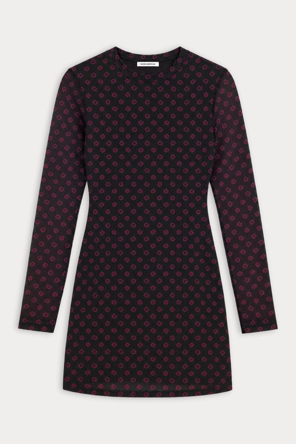 THE MESH CREWNECK DRESS | BLACK ASPEN FAIRISLE-6 | GOOD AMERICAN | FLAT