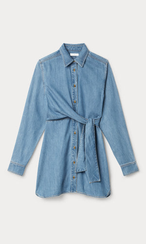 DENIM WRAP SHIRT DRESS | INDIGO266