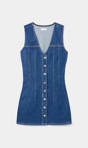 THE DENIM V NECK DRESS | INDIGO1265