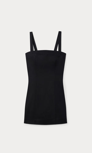 THE STRUCTURED LINEN MINI DRESS | BLACK