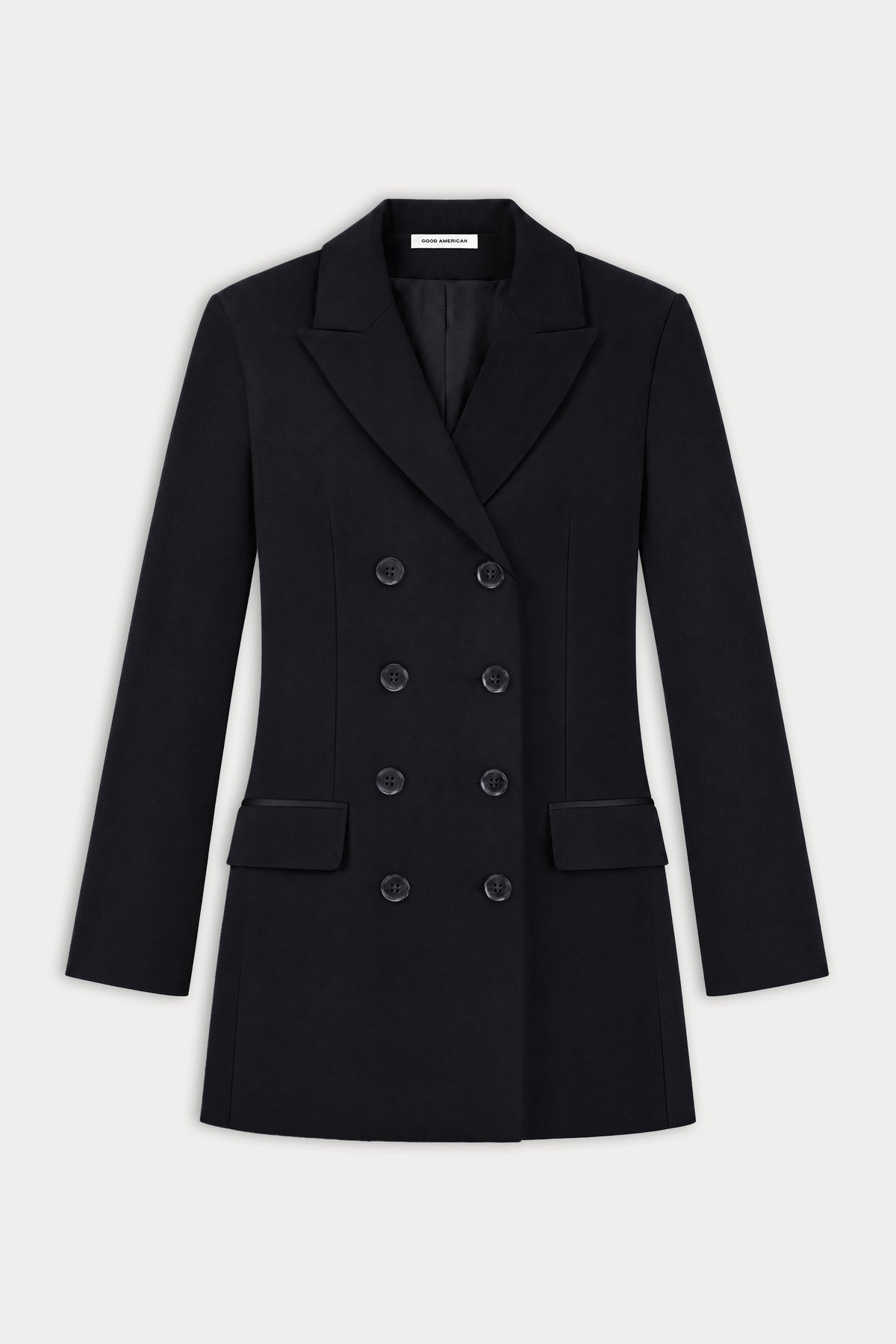 THE DOUBLE BREASTED SUITING DRESS | BLACK001-5 | GOOD AMERICAN | FLAT