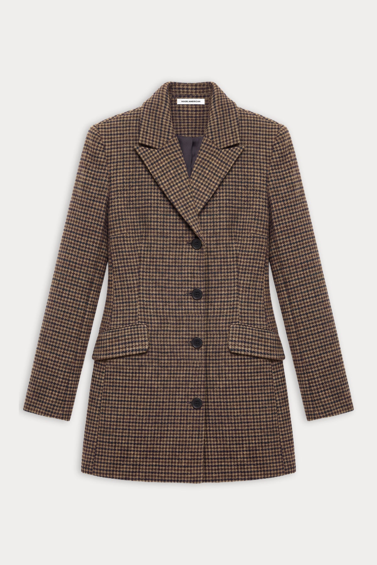 THE HOURGLASS SUITING DRESS | BROWN MINI HOUNDSTOOTH-5 | GOOD AMERICAN | FLAT