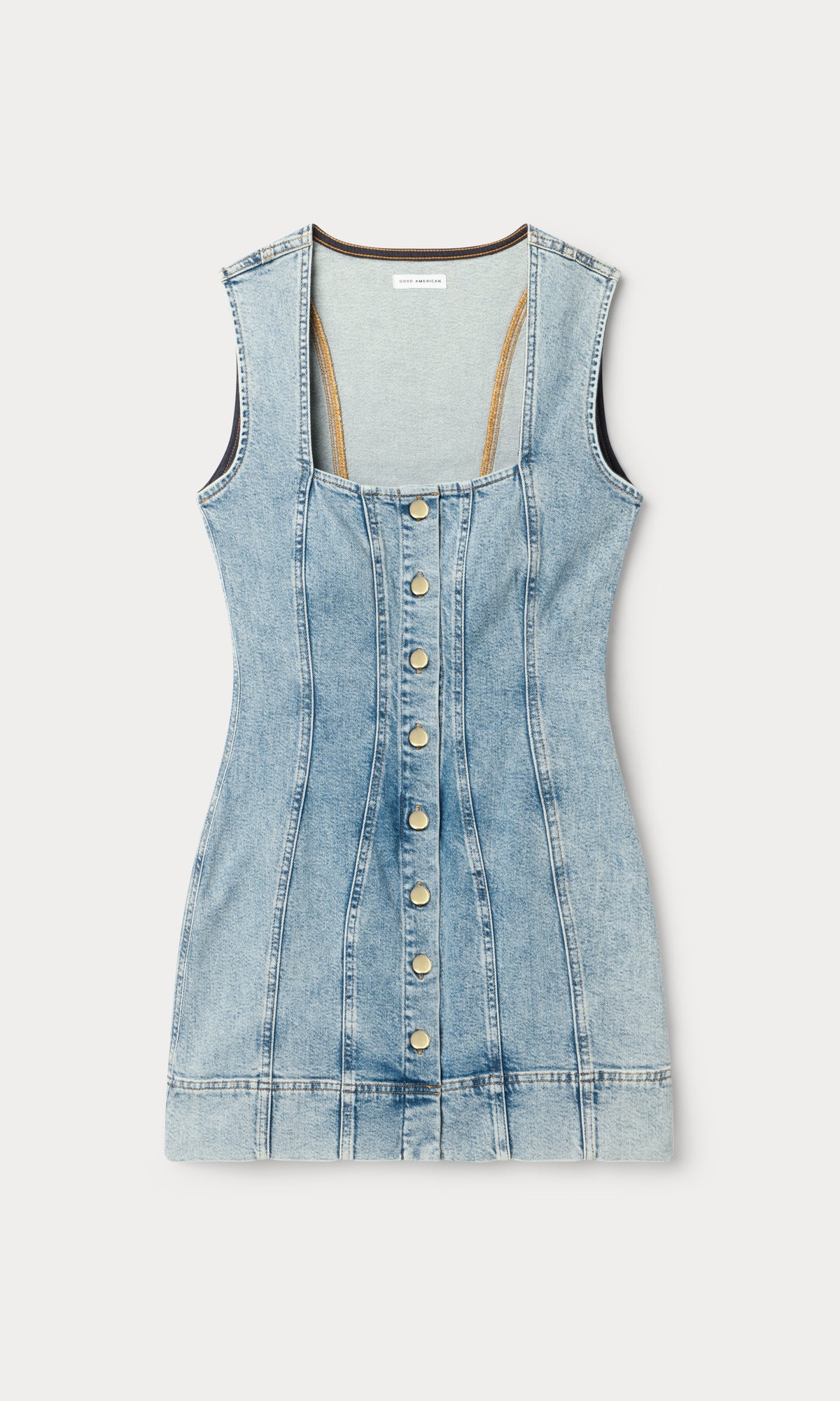 MINI BUTTON FRONT DRESS | INDIGO1104-6 | GOOD AMERICAN | MODEL_A