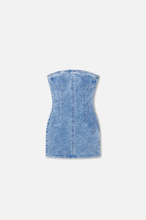 strapless denim mini dress CRYSTAL STRAPLESS MINI DRESS