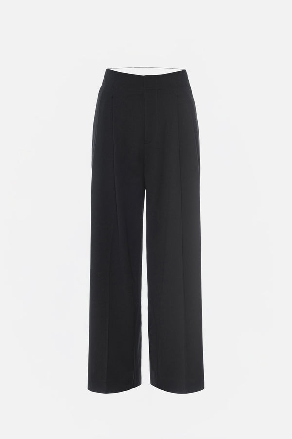 ESSENTIAL SUITING PLEATED CROPPED TROUSERS | DARK HEATHER GRAY