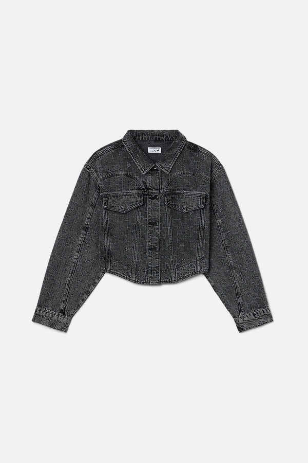 DOLLY CRYSTAL DENIM JACKET | BLACK415