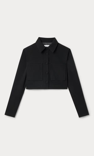 LUXE SUITING CROPPED JACKET | BLACK001