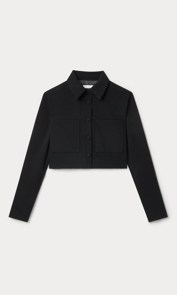 LUXE SUITING CROPPED JACKET | BLACK001