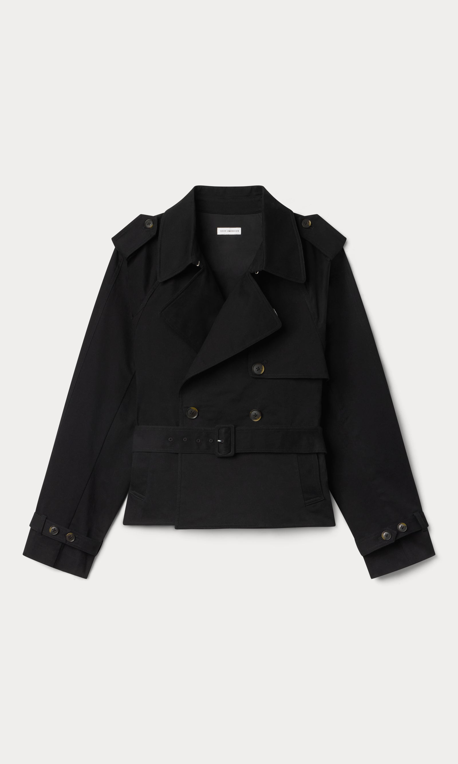 CROPPED TRENCH JACKET | BLACK001