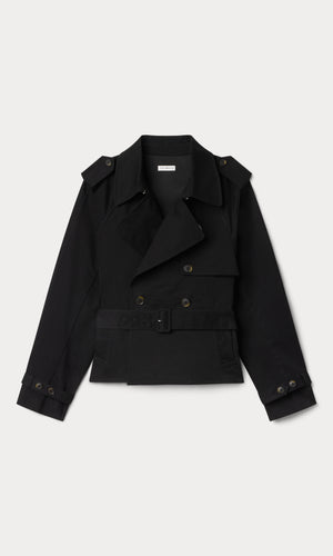 CROPPED TRENCH JACKET | BLACK001