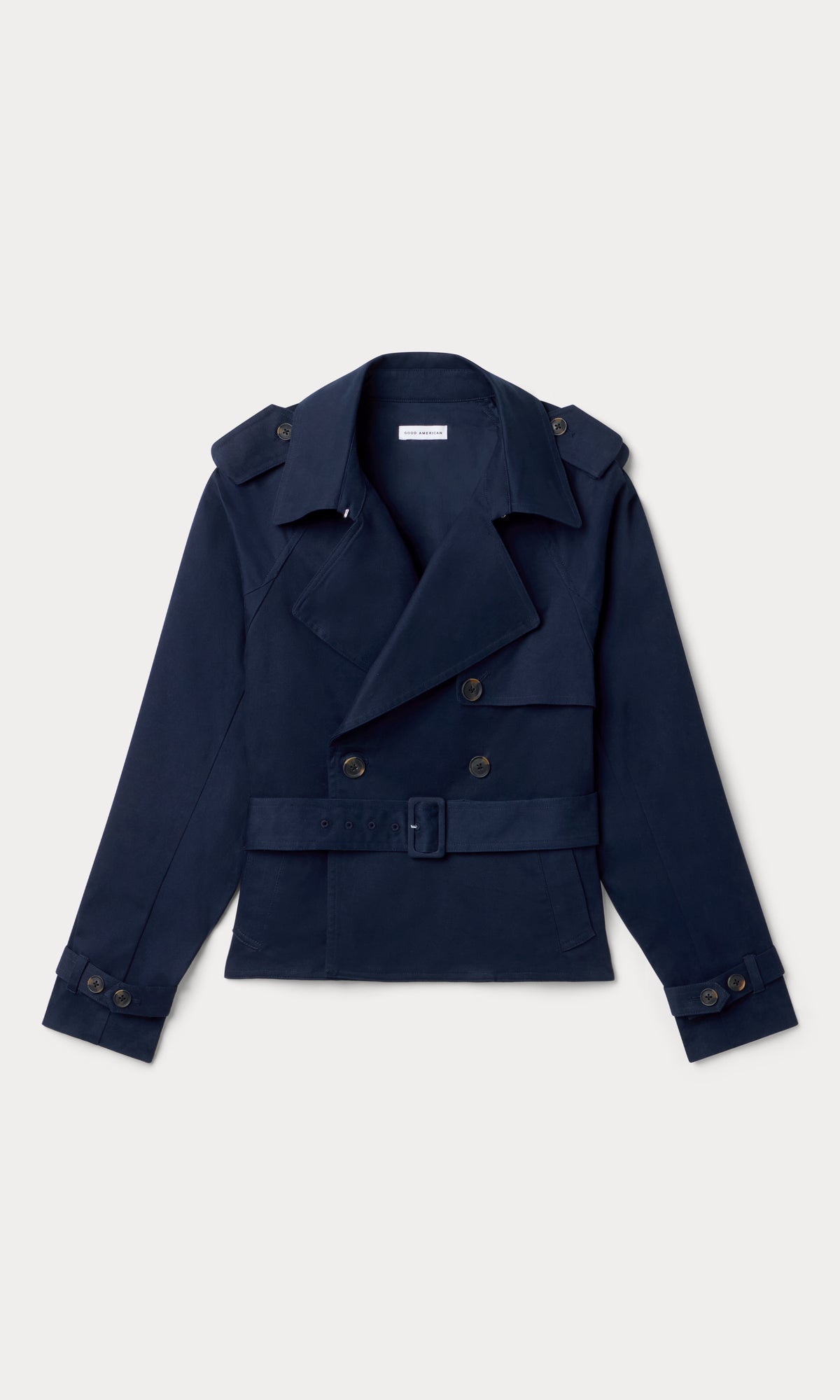 THE CROPPED TRENCH JACKET | NEW NAVY002-6 | GOOD AMERICAN | MODEL_A