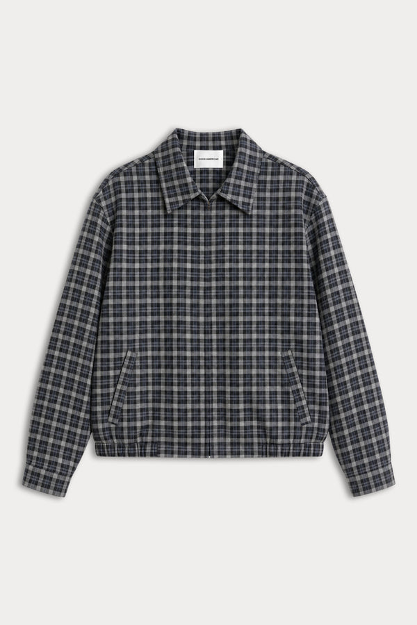THE LIGHTWEIGHT BOMBER JACKET | CHARCOAL PLAID-6 | GOOD AMERICAN | MODEL