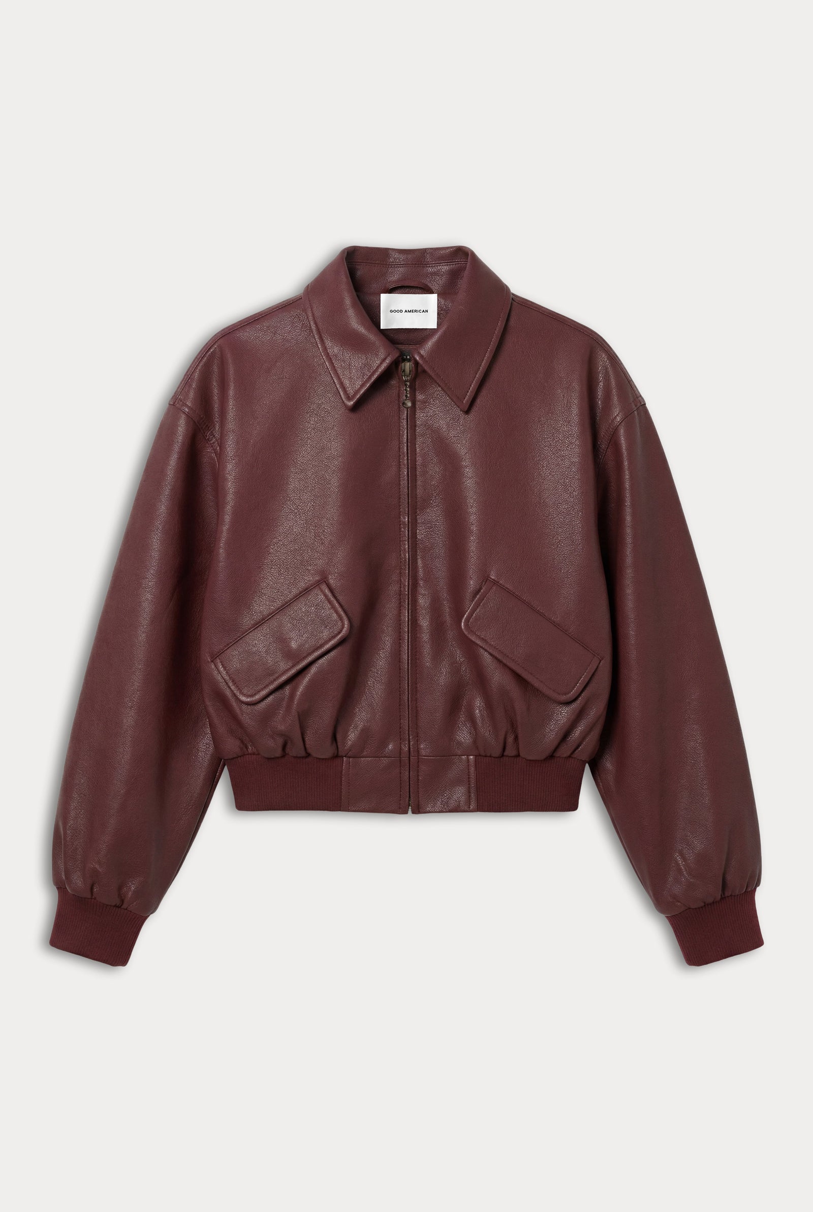 THE BETTER THAN LEATHER BOMBER JACKET | BERRY NOIR-5 | GOOD AMERICAN | MODEL