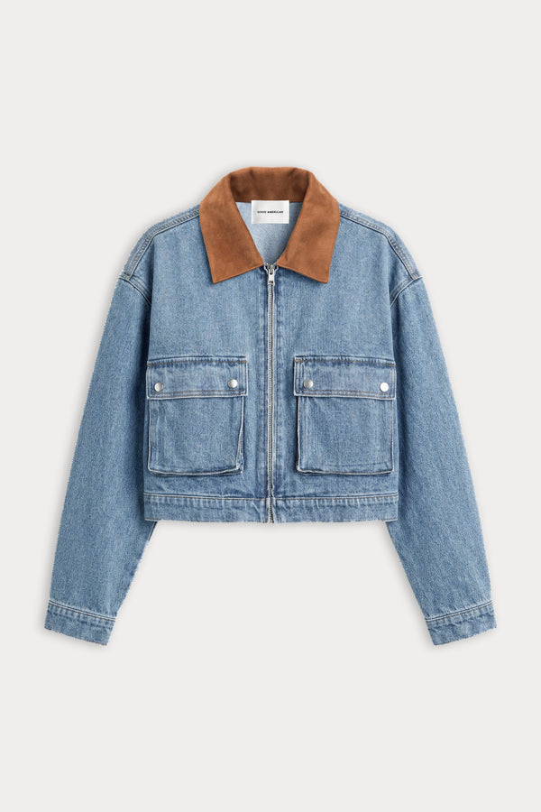 THE DENIM SWING CROPPED JACKET | AMBER