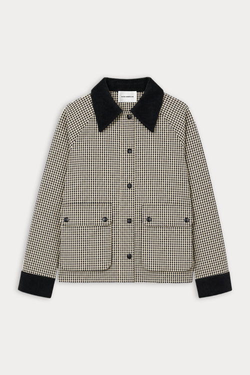 THE HERITAGE JACKET | BLACK CHECK-6 | GOOD AMERICAN | FLAT