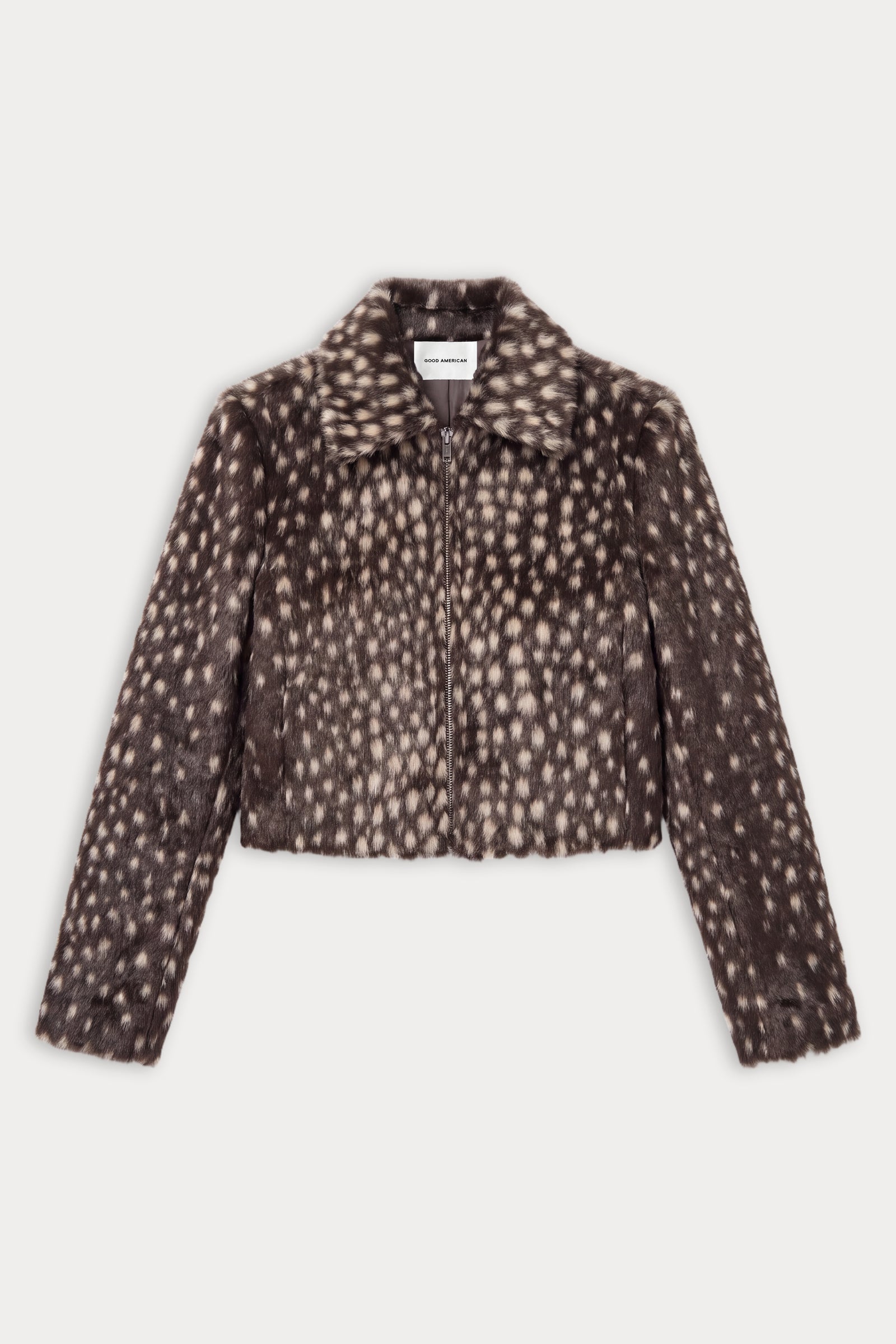 THE PONYHAIR SWING JACKET | DEEP CHOCOLATE FAWN-1 | GOOD AMERICAN | FLAT