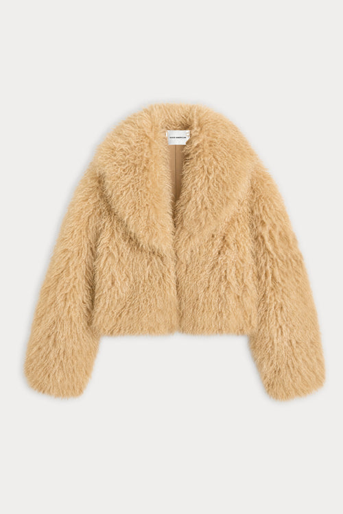 THE FAUX FUR COAT | SAND-1 | GOOD AMERICAN | FLAT