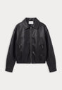 THE BETTER THAN LEATHER FUNNEL JACKET | BLACK001-6 | GOOD AMERICAN | FLAT