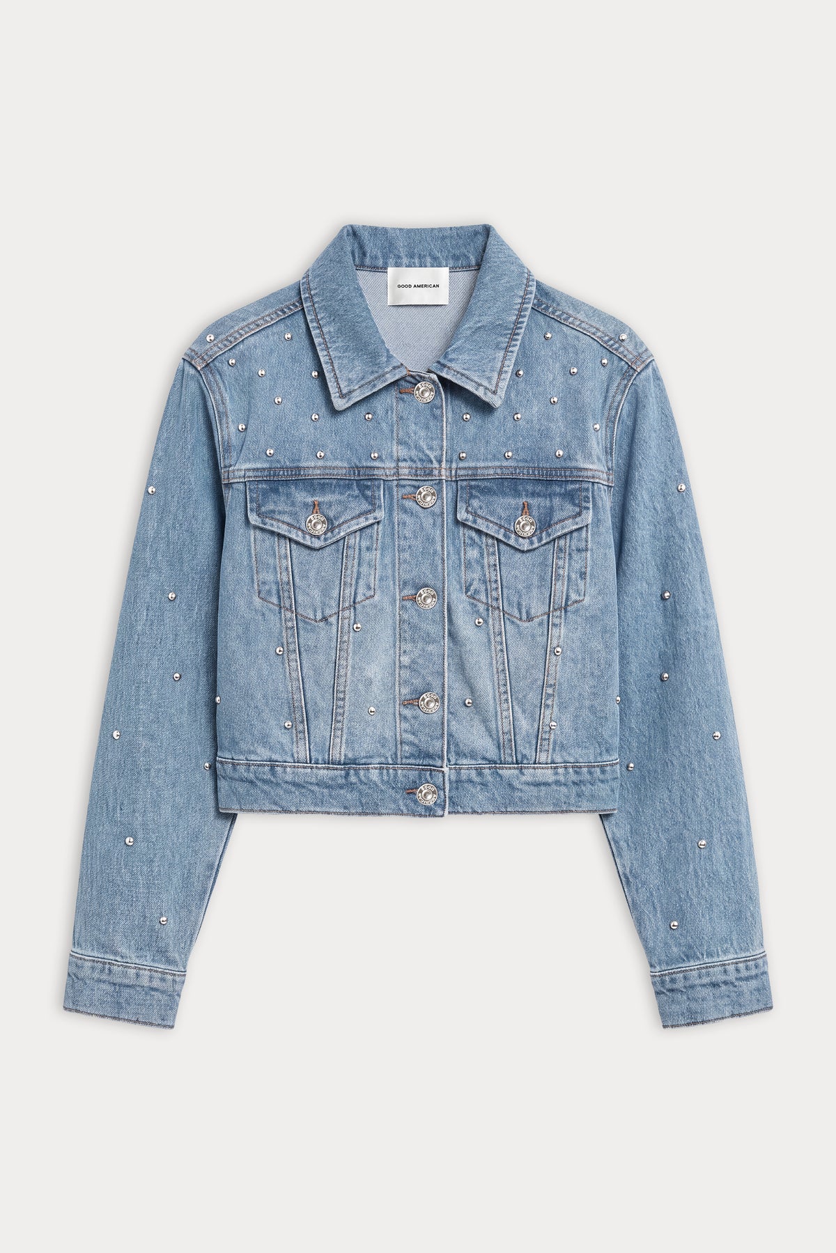 THE STUDDED DENIM JACKET | ZANA-6 | GOOD AMERICAN | FLAT