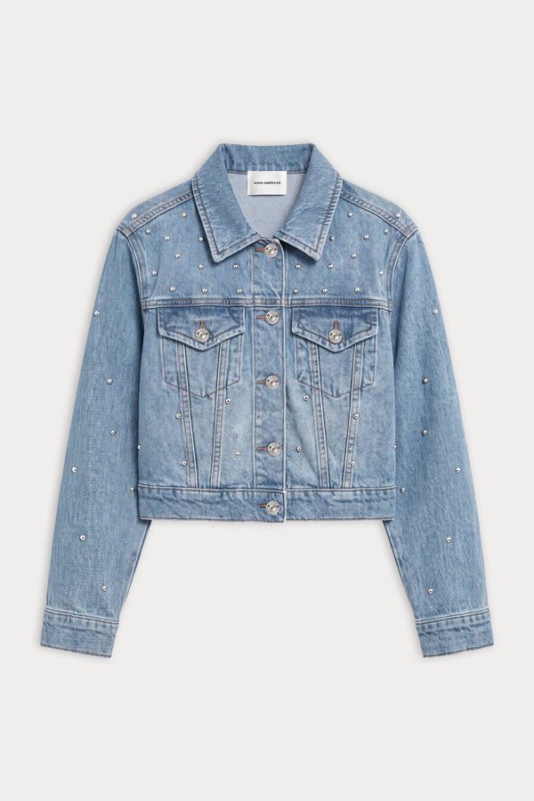 THE STUDDED DENIM JACKET | ZANA-6 | GOOD AMERICAN | FLAT
