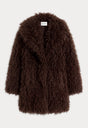 THE FAUX FUR LONG COAT | DEEP CHOCOLATE-5 | GOOD AMERICAN | FLAT