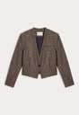 THE COLLARLESS BLAZER | BROWN MINI HOUNDSTOOTH-6 | GOOD AMERICAN | FLAT