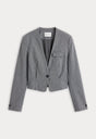 THE COLLARLESS BLAZER | CHARCOAL MELANGE PINSTRIPE-6 | GOOD AMERICAN | FLAT