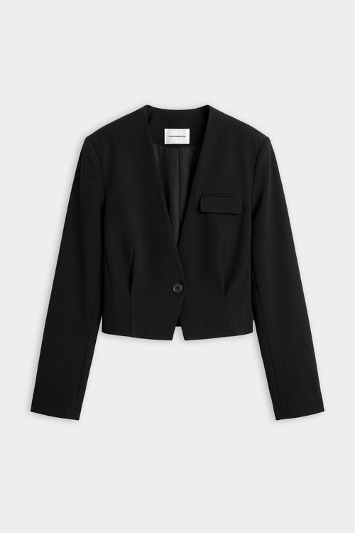 THE COLLARLESS BLAZER | BLACK001-6 | GOOD AMERICAN | FLAT