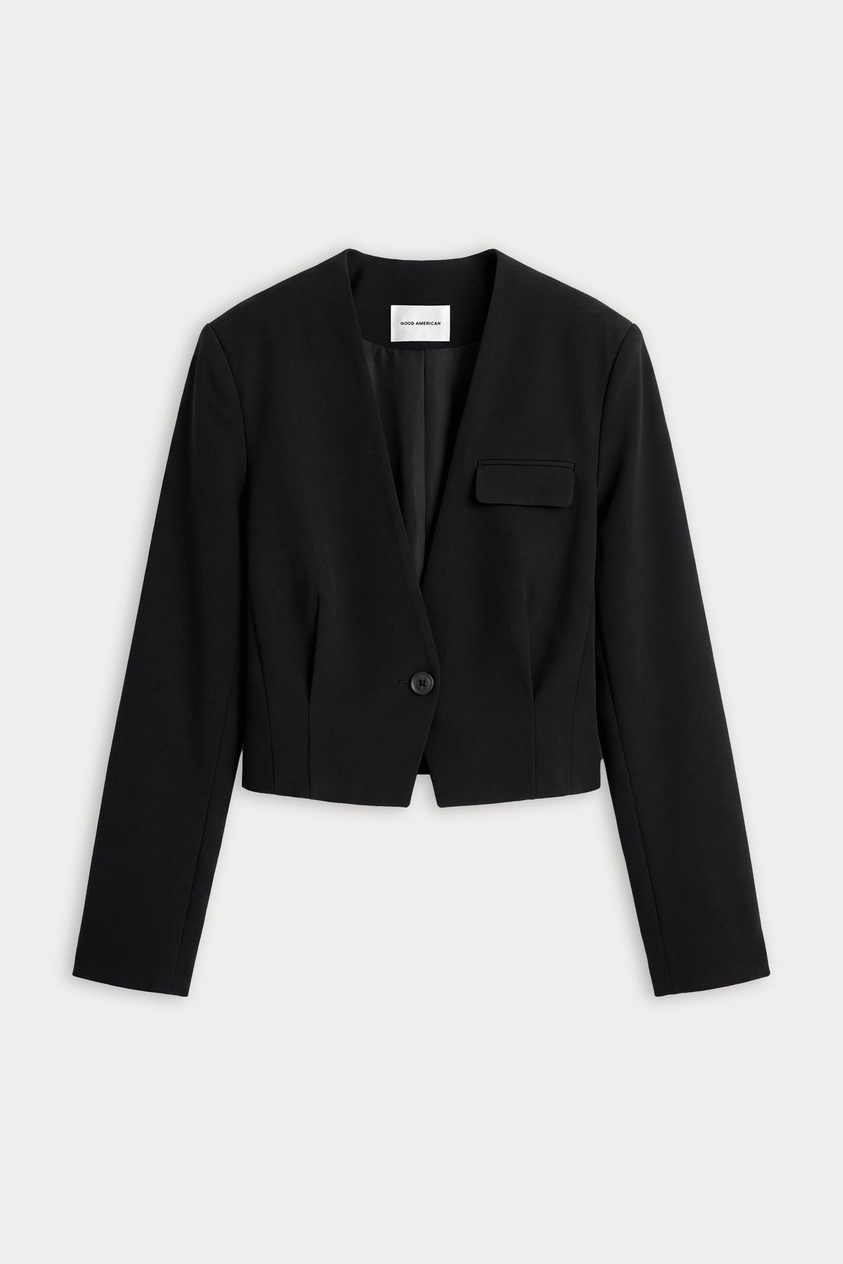 THE COLLARLESS BLAZER | BLACK001-6 | GOOD AMERICAN | FLAT