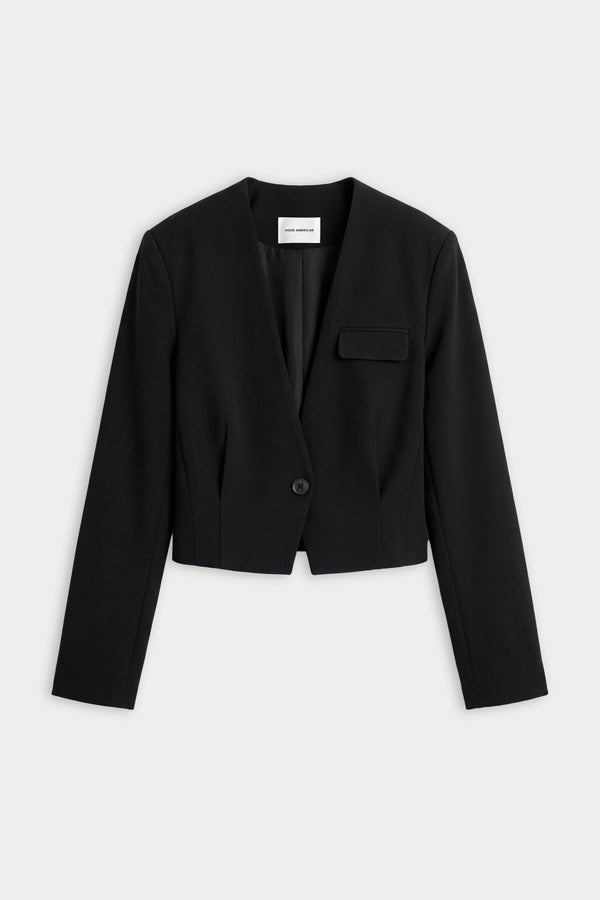 THE COLLARLESS BLAZER | BLACK001-6 | GOOD AMERICAN | FLAT