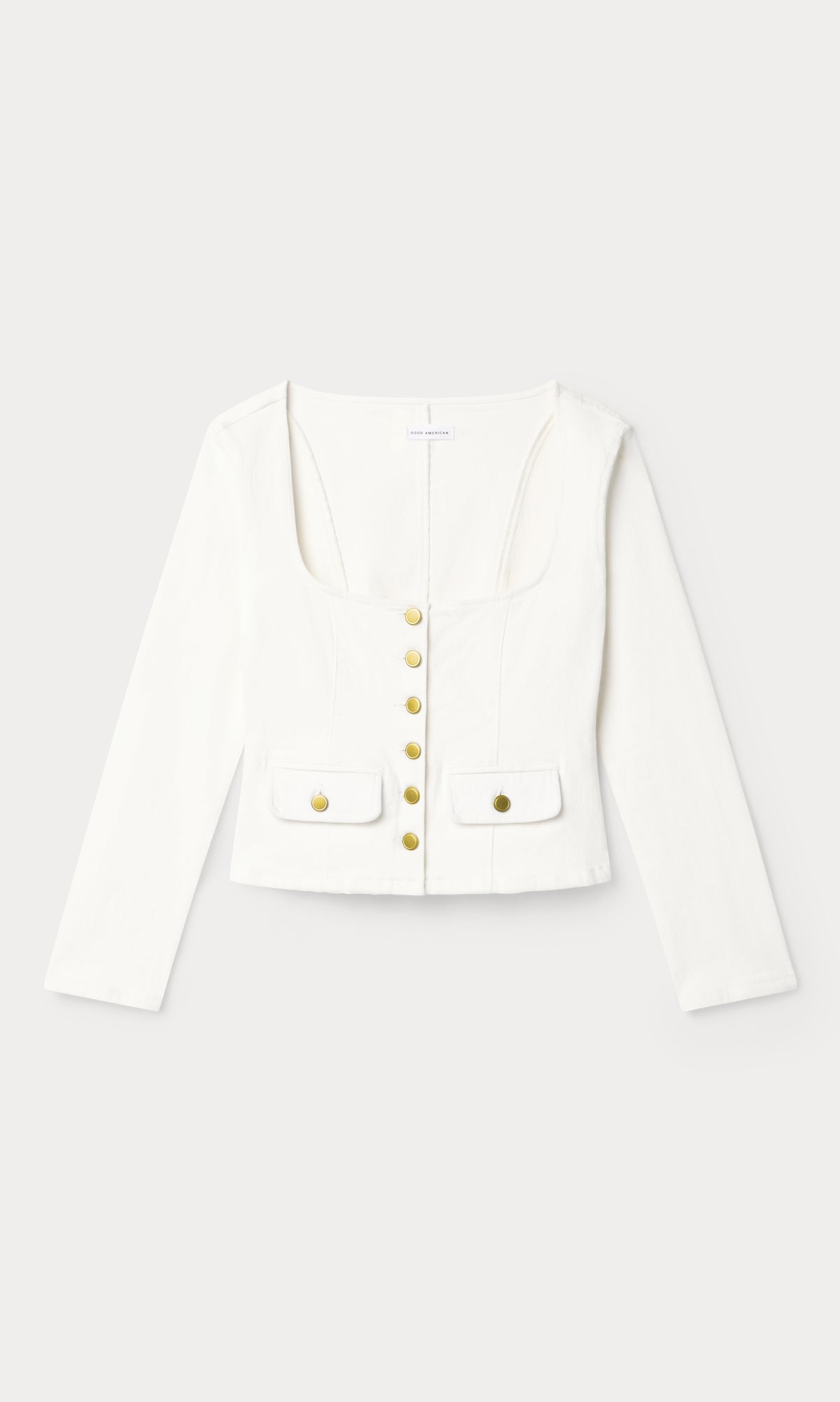 DENIM FITTED BUTTON FRONT JACKET | COTTON WHITE