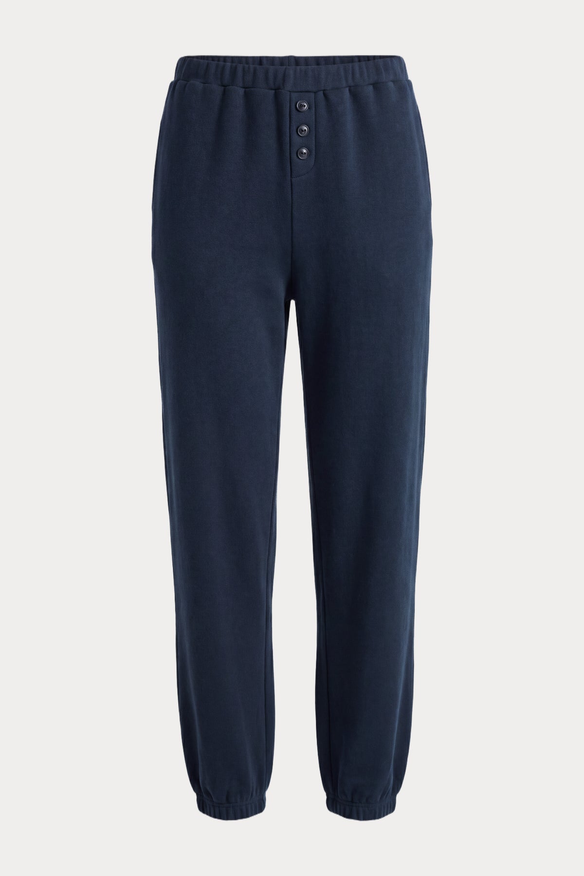THE FRENCH TERRY BUTTON FRONT JOGGER | NEW NAVY002-7 | GOOD AMERICAN | FLAT