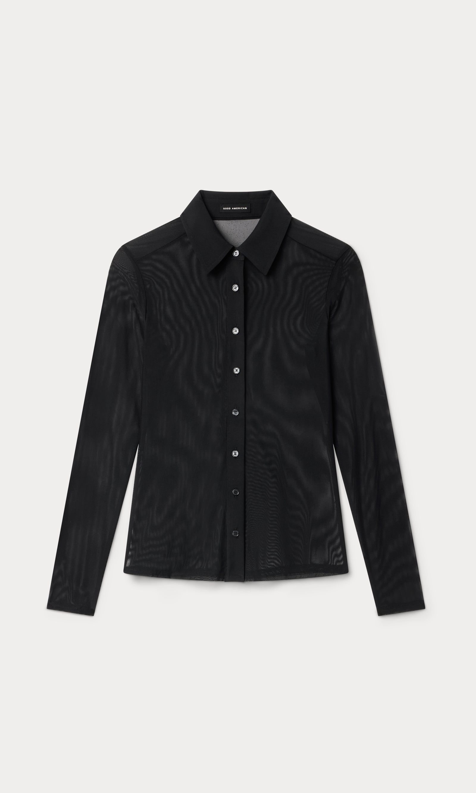 MESH BUTTON UP TOP | BLACK001