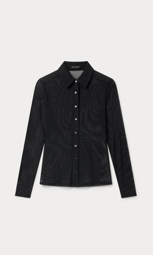 MESH BUTTON UP TOP | BLACK001