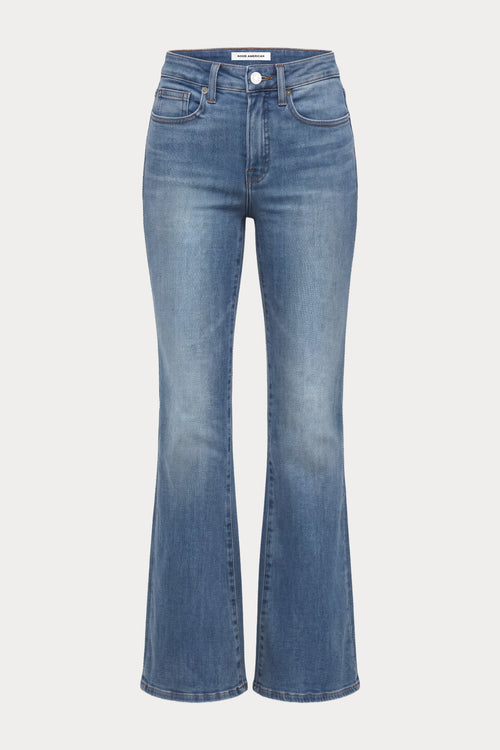 SOFT TECH GOOD LEGS FLARE JEANS | BIRCH-7 | GOOD AMERICAN | FLAT