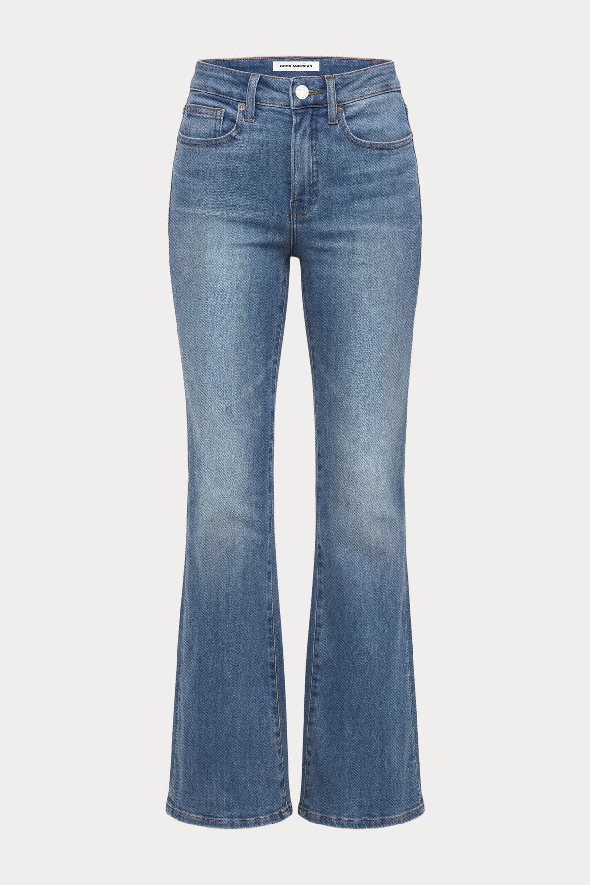 SOFT TECH GOOD LEGS FLARE JEANS | BIRCH-7 | GOOD AMERICAN | FLAT