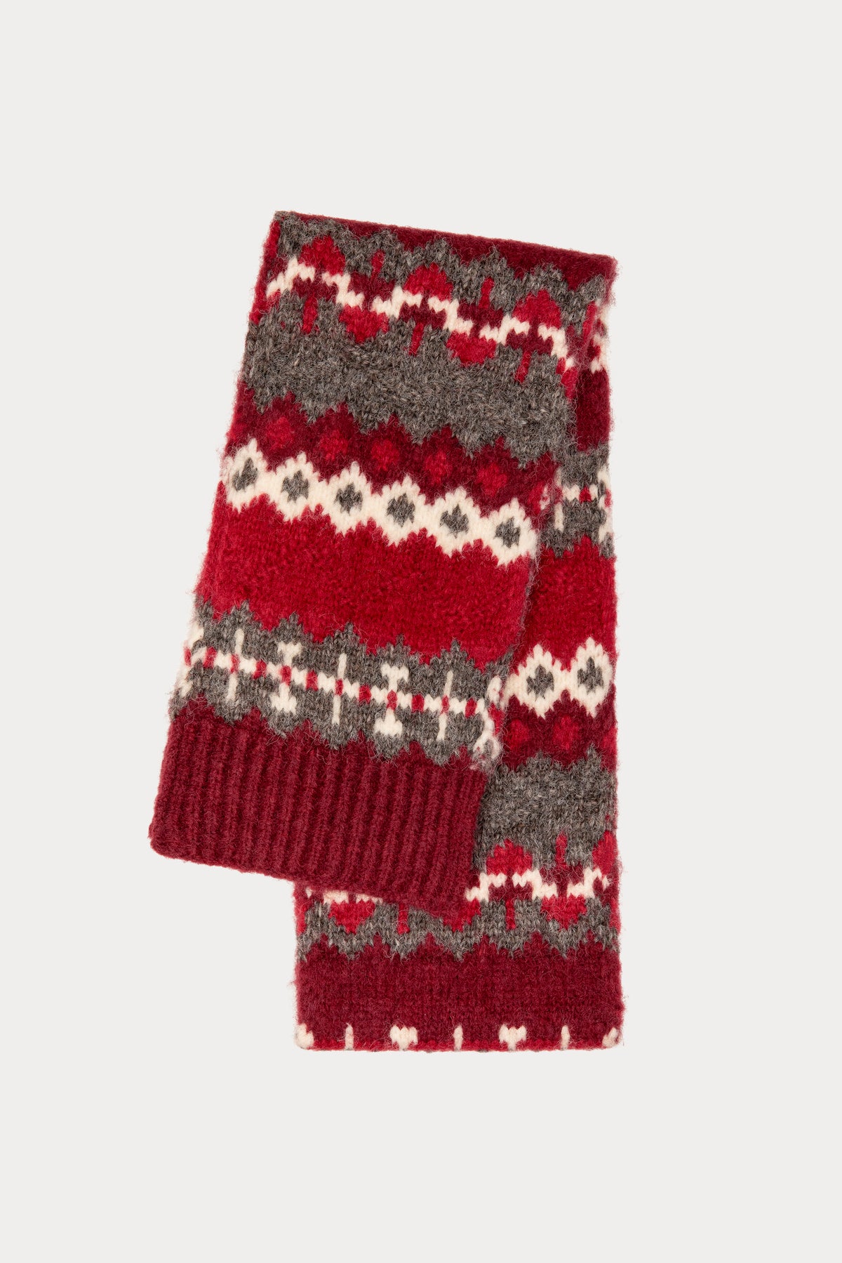 THE KNIT SCARF | BORDEAUX FAIR ISLE-1 | GOOD AMERICAN | FLAT