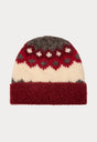 THE KNIT BEANIE | BORDEAUX FAIR ISLE-1 | GOOD AMERICAN | FLAT
