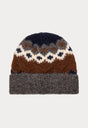 THE KNIT BEANIE | HEATHER GREY FAIRISLE-1 | GOOD AMERICAN | FLAT