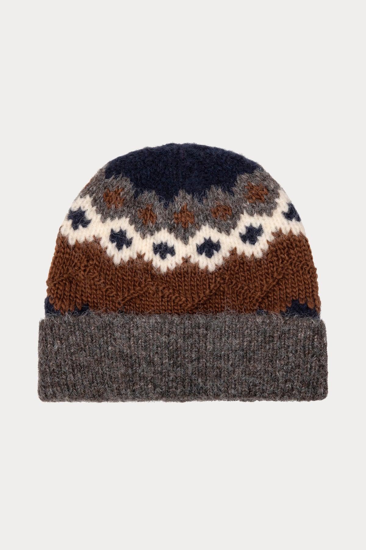 THE KNIT BEANIE | HEATHER GREY FAIRISLE-1 | GOOD AMERICAN | FLAT