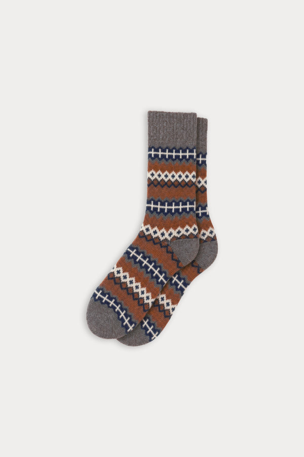 THE KNIT SOCKS | HEATHER GREY FAIRISLE-1 | GOOD AMERICAN | FLAT