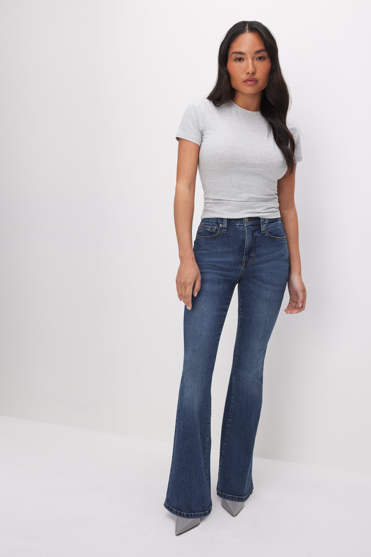 PETITE FLARE JEANS BLUE004