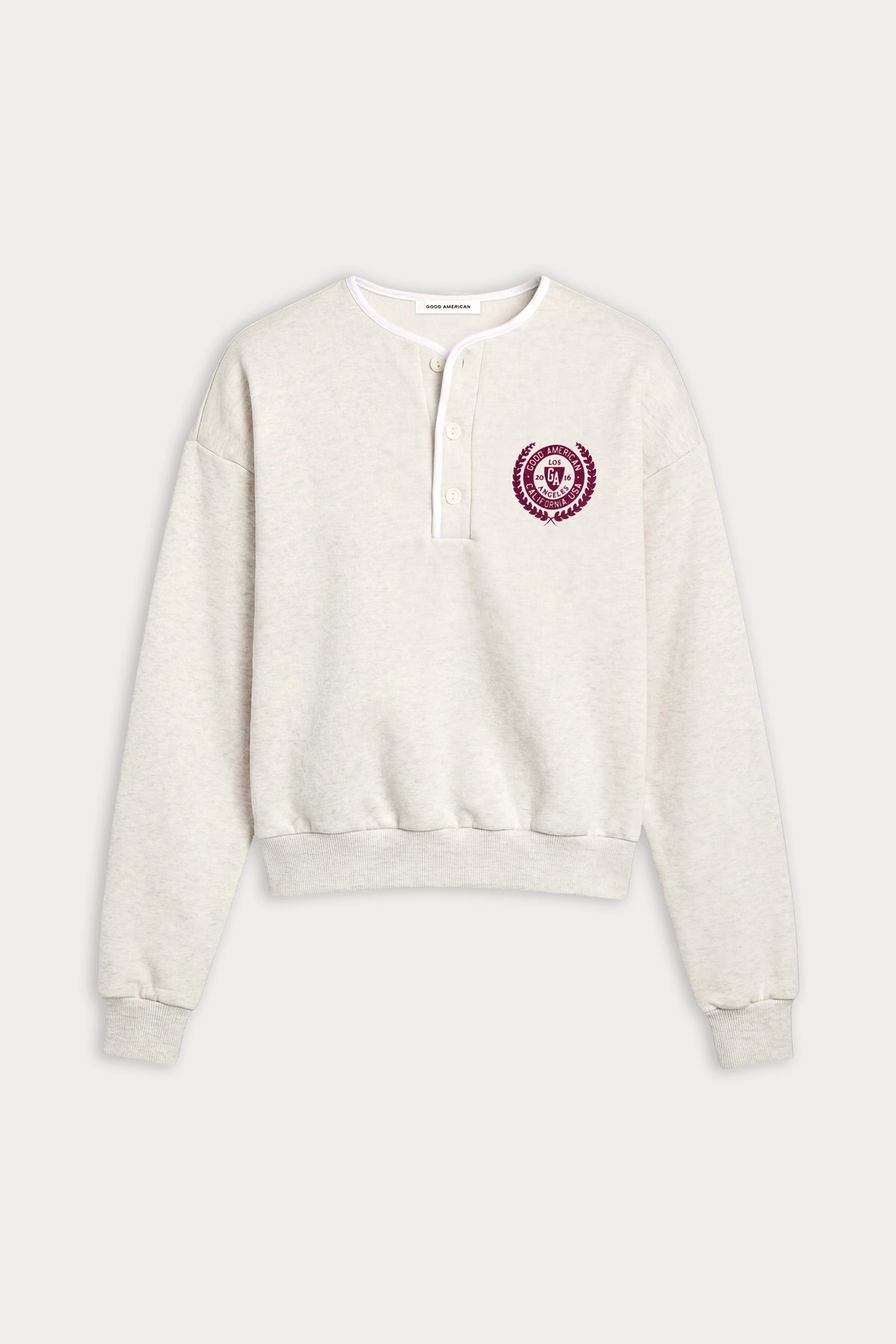 THE BRUSHED FLEECE HENLEY | OATMEAL-1 | GOOD AMERICAN | MODEL
