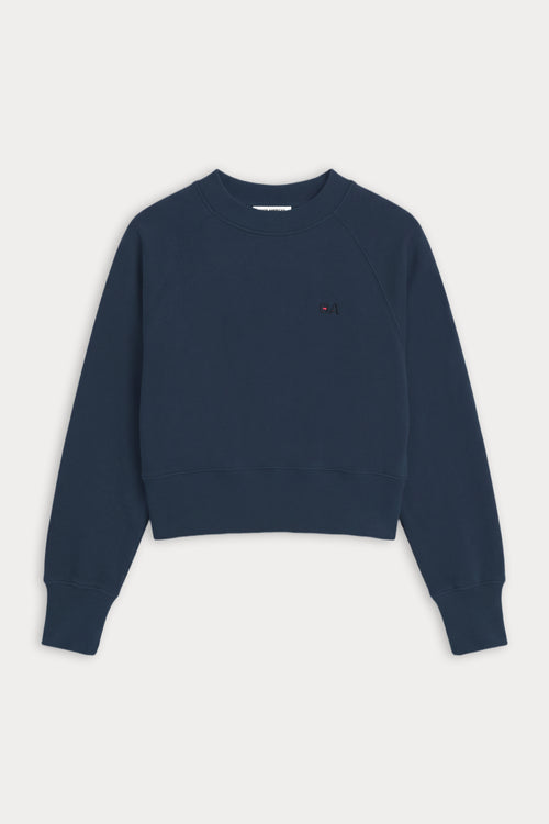 THE FRENCH TERRY RAGLAN SWEATSHIRT | NEW NAVY002-7 | GOOD AMERICAN | FLAT