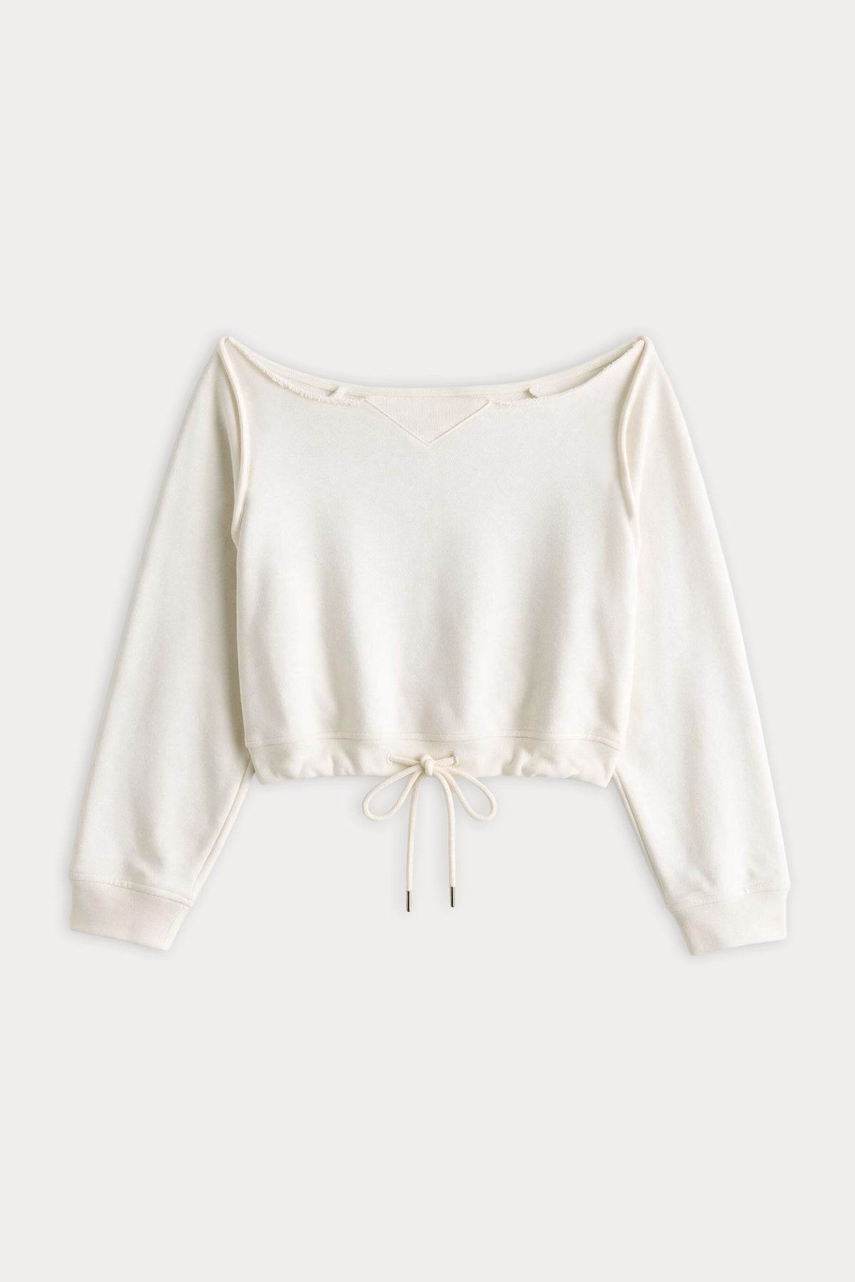 THE FRENCH TERRY TIE SWEATSHIRT | CHALK-6 | GOOD AMERICAN | FLAT