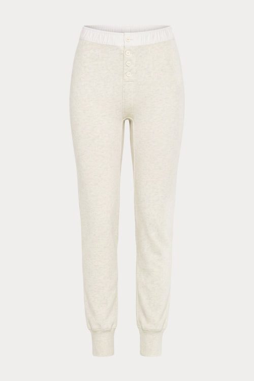 THE FRENCH TERRY BUTTON FRONT LEGGING | OATMEAL HEATHER-7 | GOOD AMERICAN | FLAT