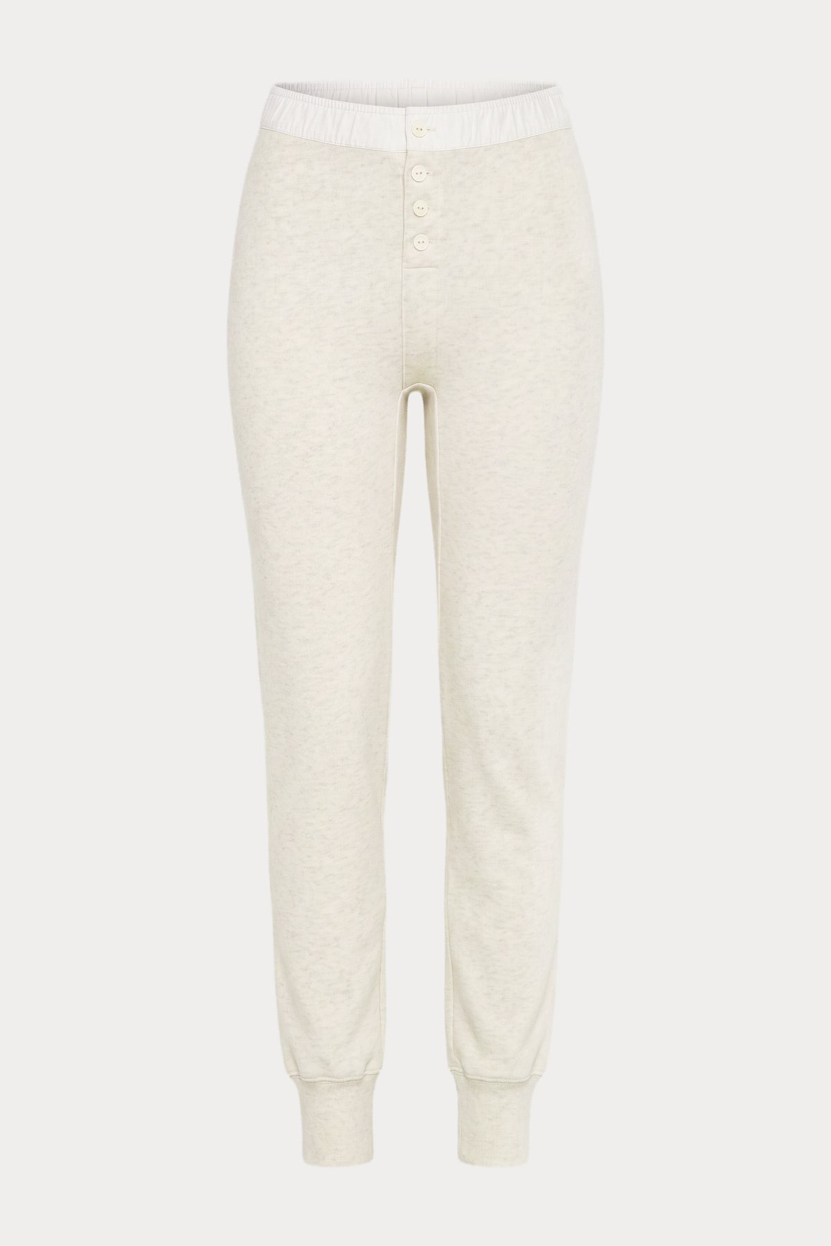 THE FRENCH TERRY BUTTON FRONT LEGGING | OATMEAL HEATHER-7 | GOOD AMERICAN | FLAT
