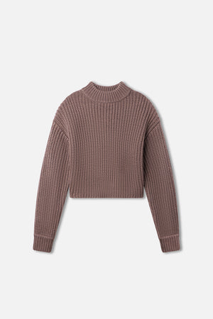 CHUNKY KNIT MOCK NECK SWEATER | SMOKE