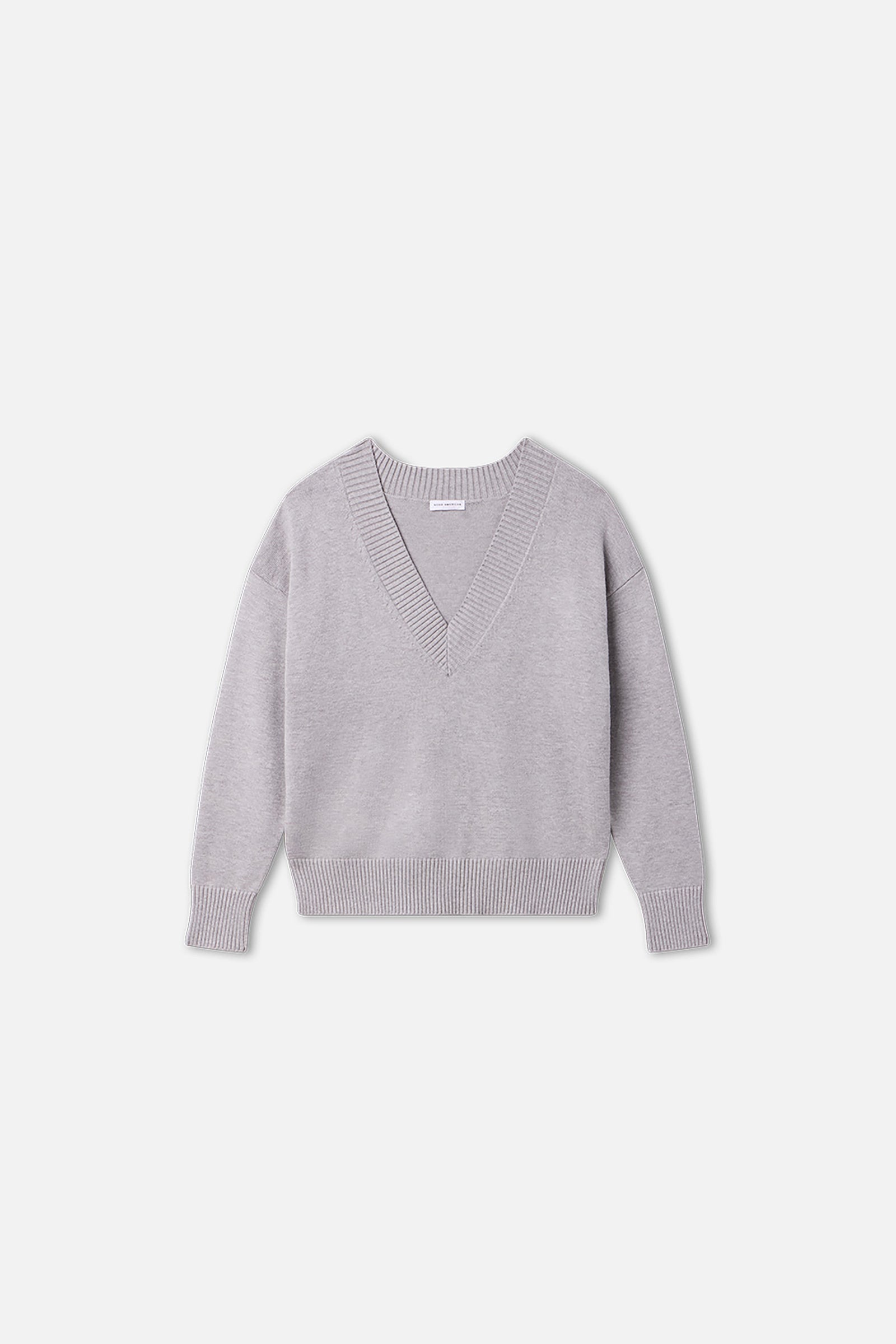 DEEP V KNIT SWEATER | MELANGE GREY